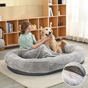 Large Light Gray Human Dog Bed